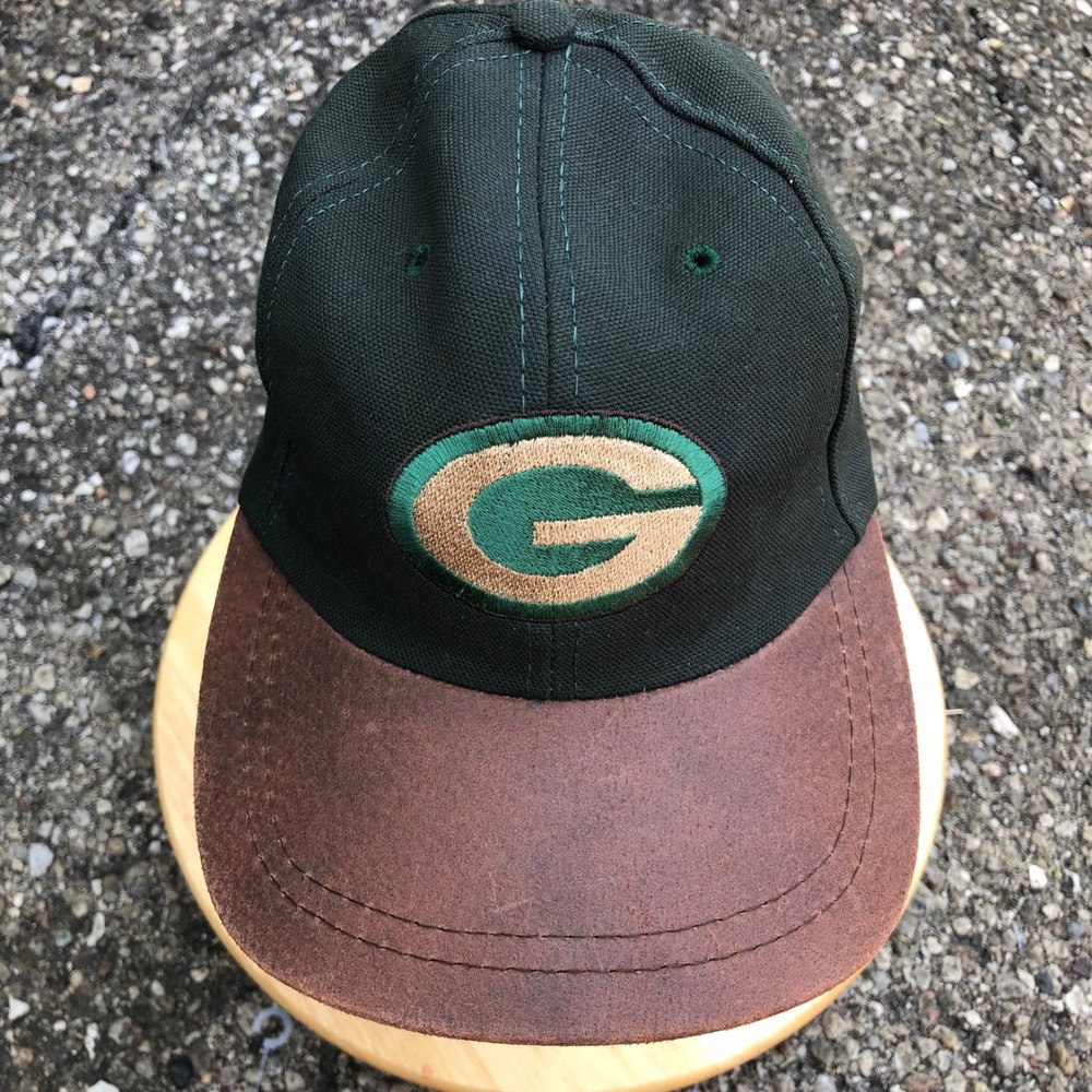 Vintage Green Bay Packers Leather Strapback Hat OSFM American Needle USA 90s Cap